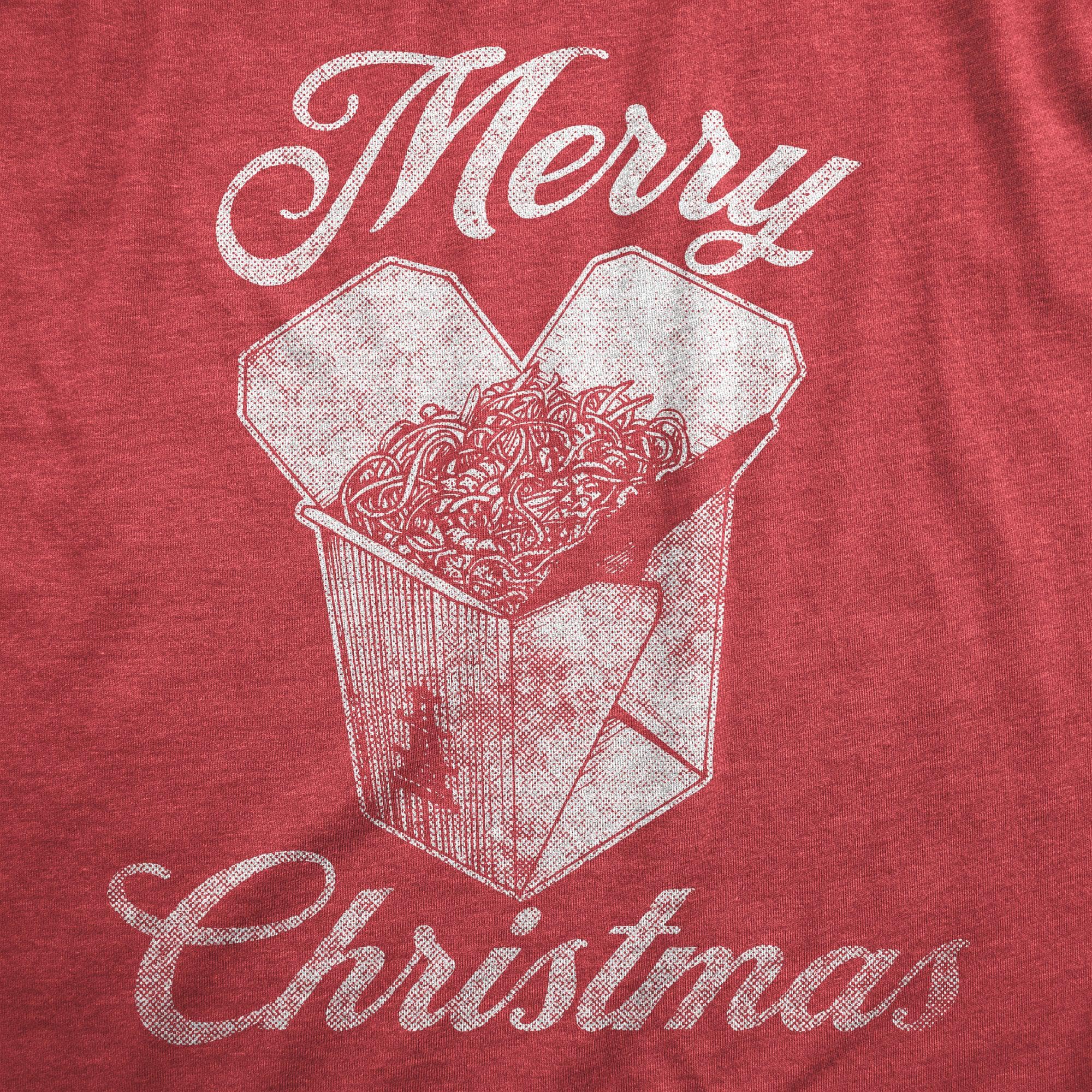 Merry Christmas Takeout Men's Tshirt  -  Crazy Dog T-Shirts