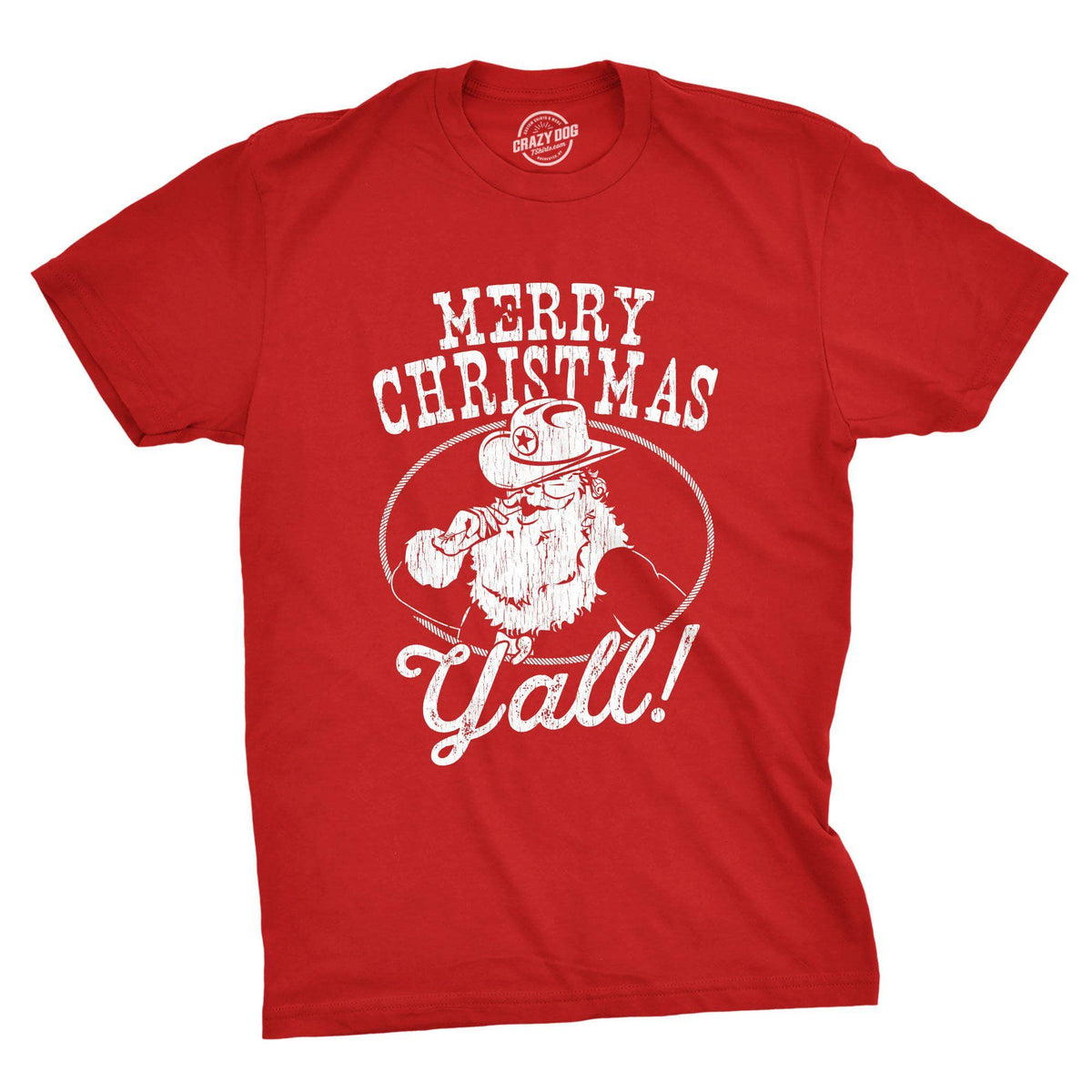 Merry Christmas Y&#39;all Santa Men&#39;s Tshirt - Crazy Dog T-Shirts