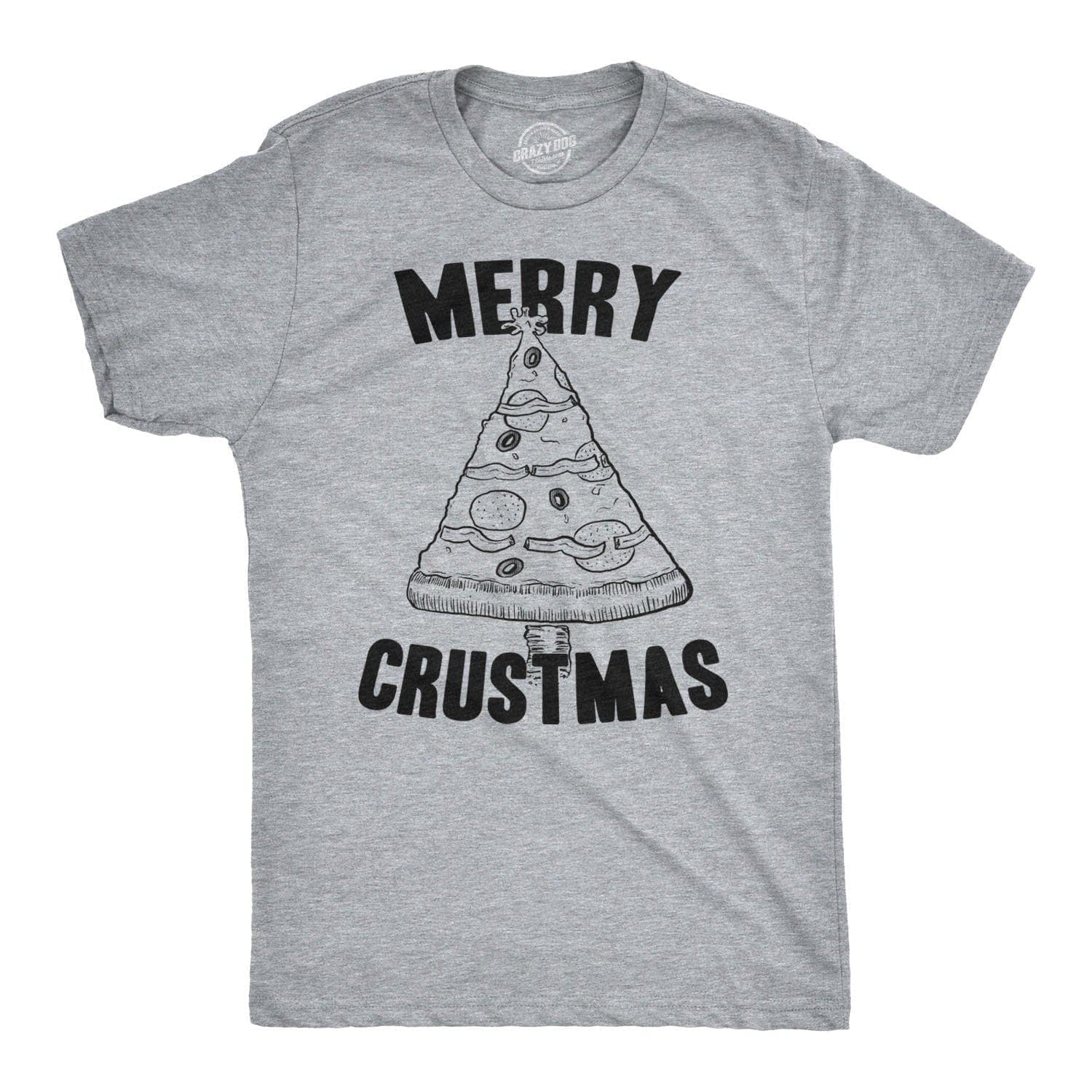Merry Crustmas Pizza Men's Tshirt - Crazy Dog T-Shirts