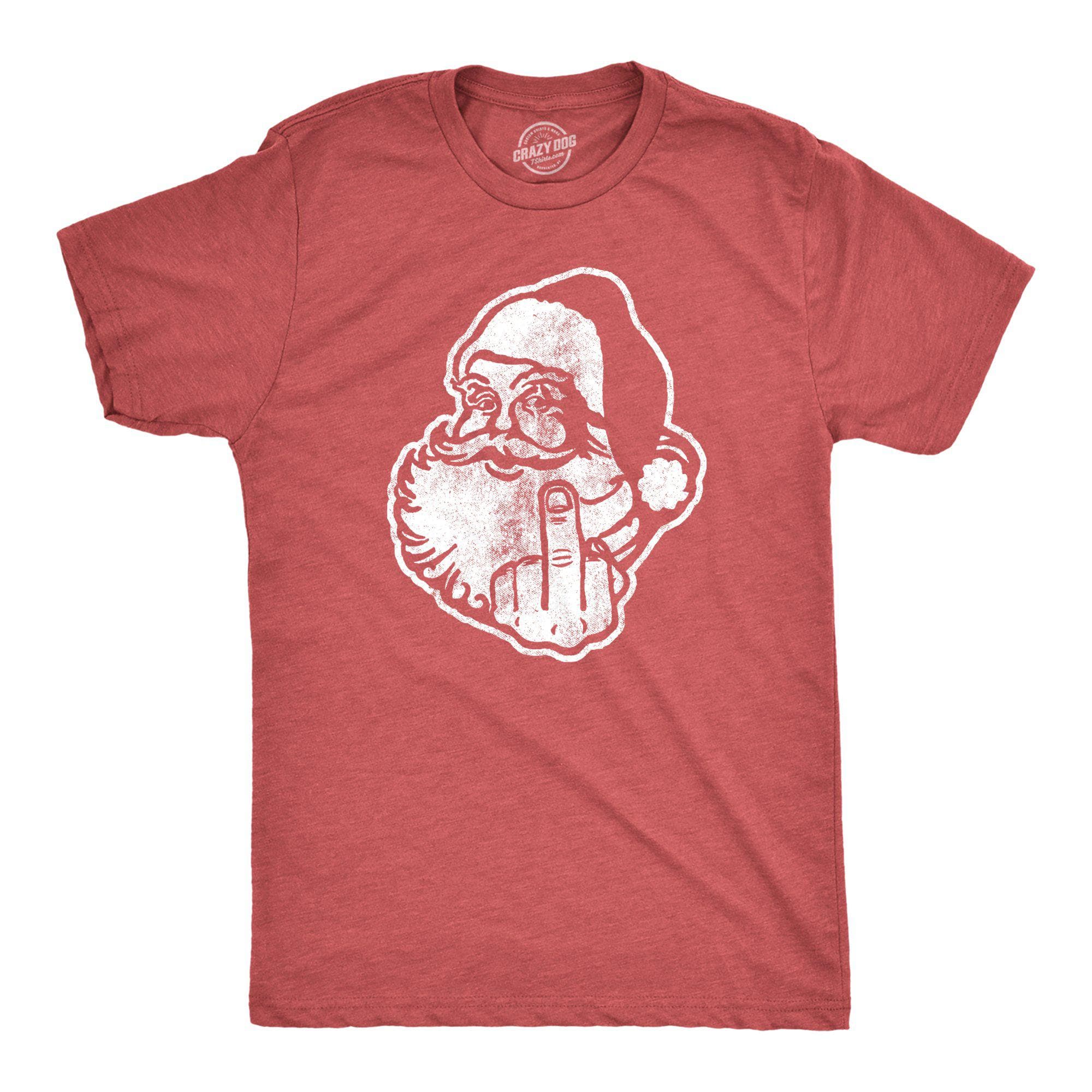 Middle Finger Santa Men's Tshirt - Crazy Dog T-Shirts