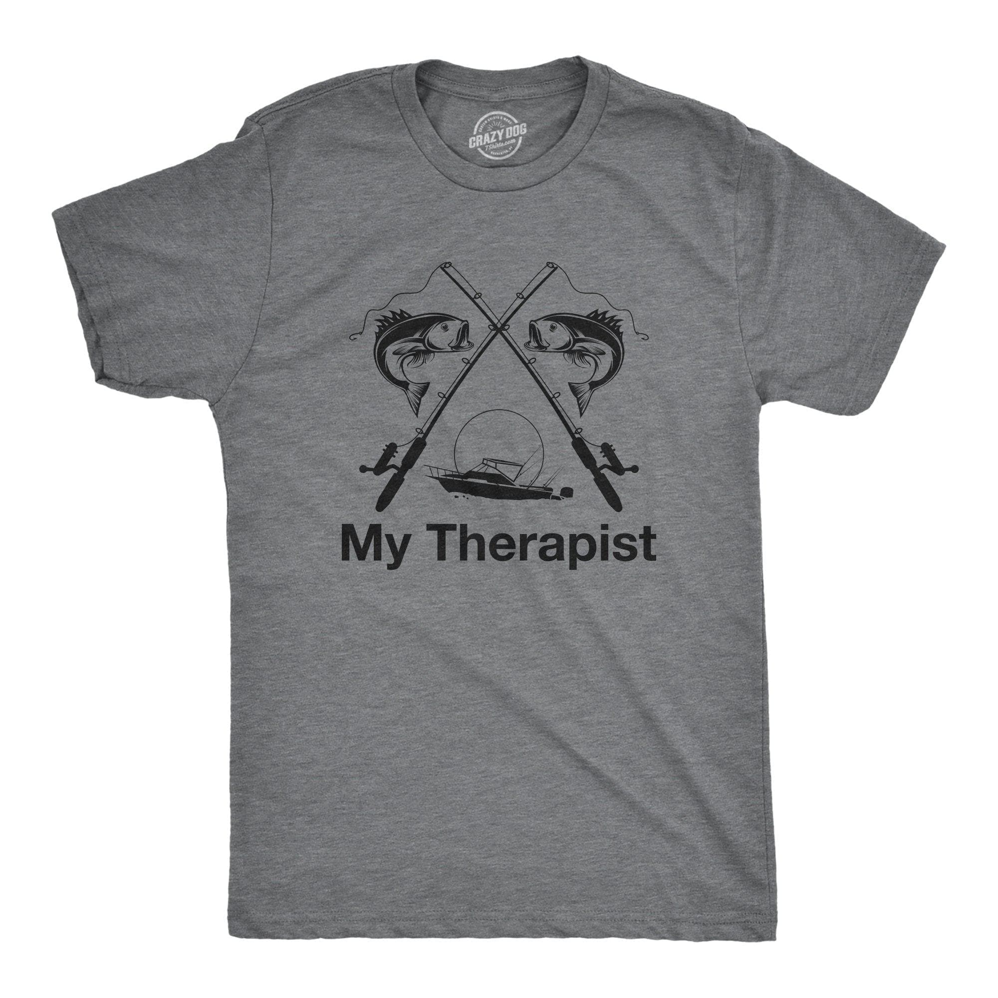 My Therapist Fishing Men's Tshirt - Crazy Dog T-Shirts