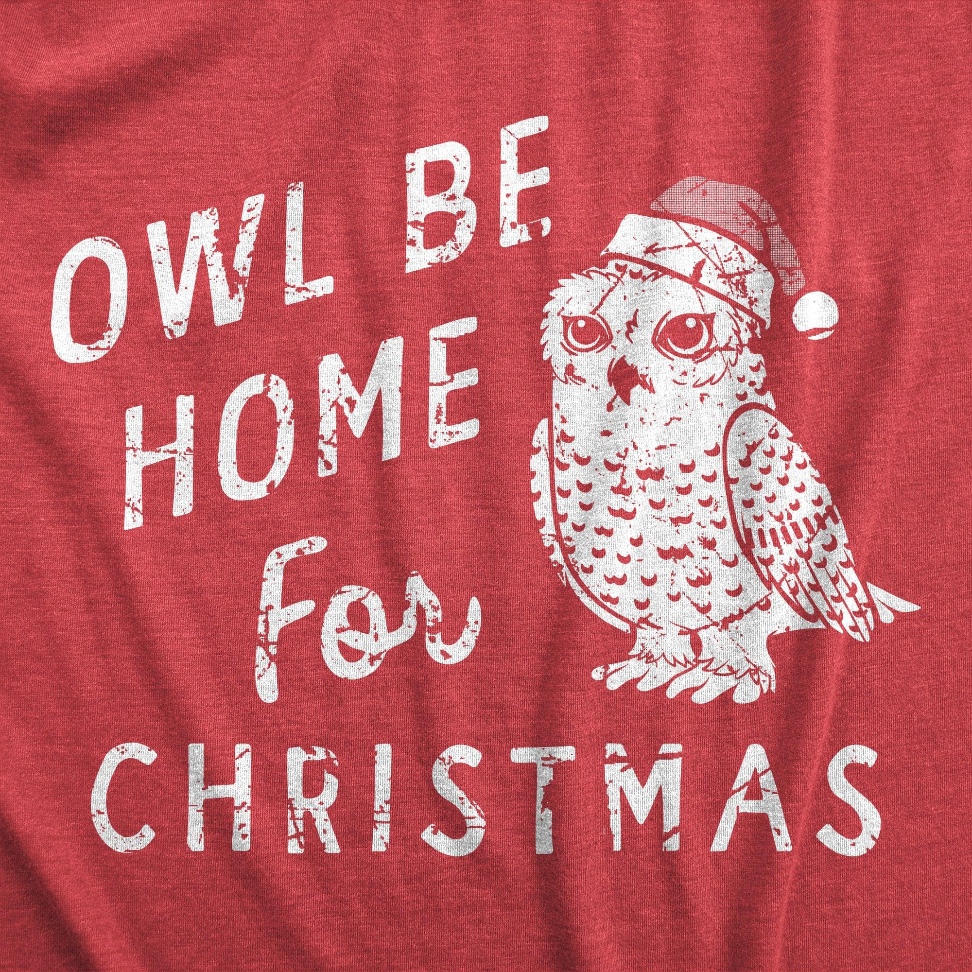 Owl Be Home For Christmas Men's Tshirt  -  Crazy Dog T-Shirts