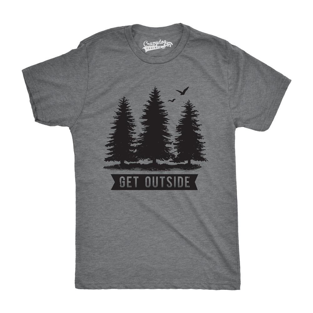 Pine Trees Get Outside Men's Tshirt  -  Crazy Dog T-Shirts
