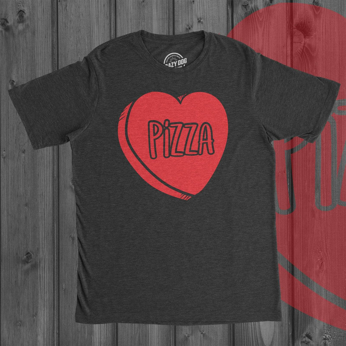 Pizza Candy Heart Men&#39;s Tshirt  -  Crazy Dog T-Shirts