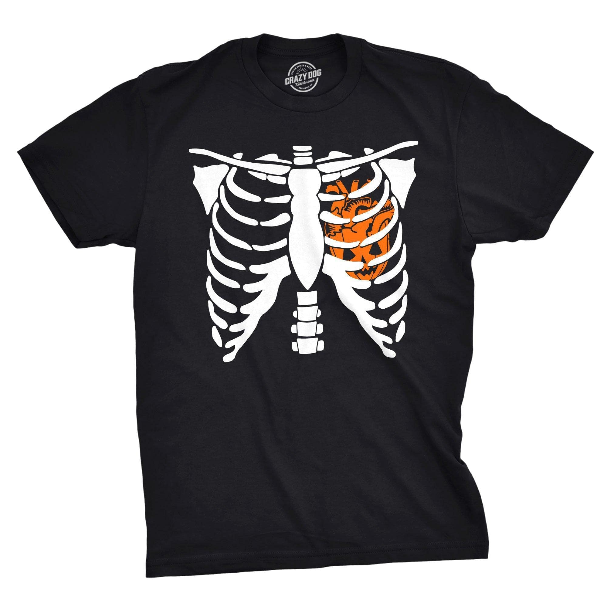 Pumpkin Heart Rib Cage Men's Tshirt - Crazy Dog T-Shirts