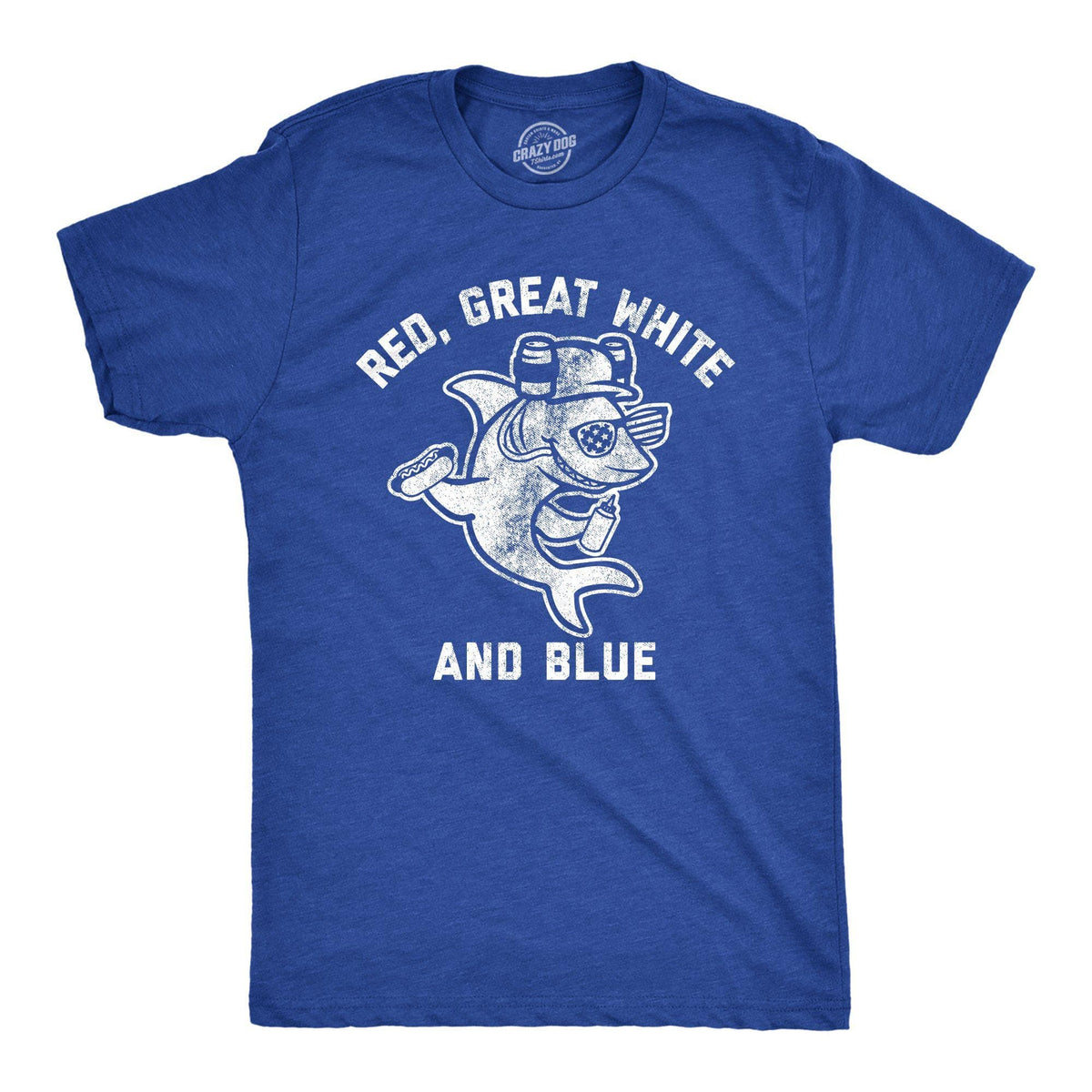 Red, Great White, And Blue Men&#39;s Tshirt - Crazy Dog T-Shirts