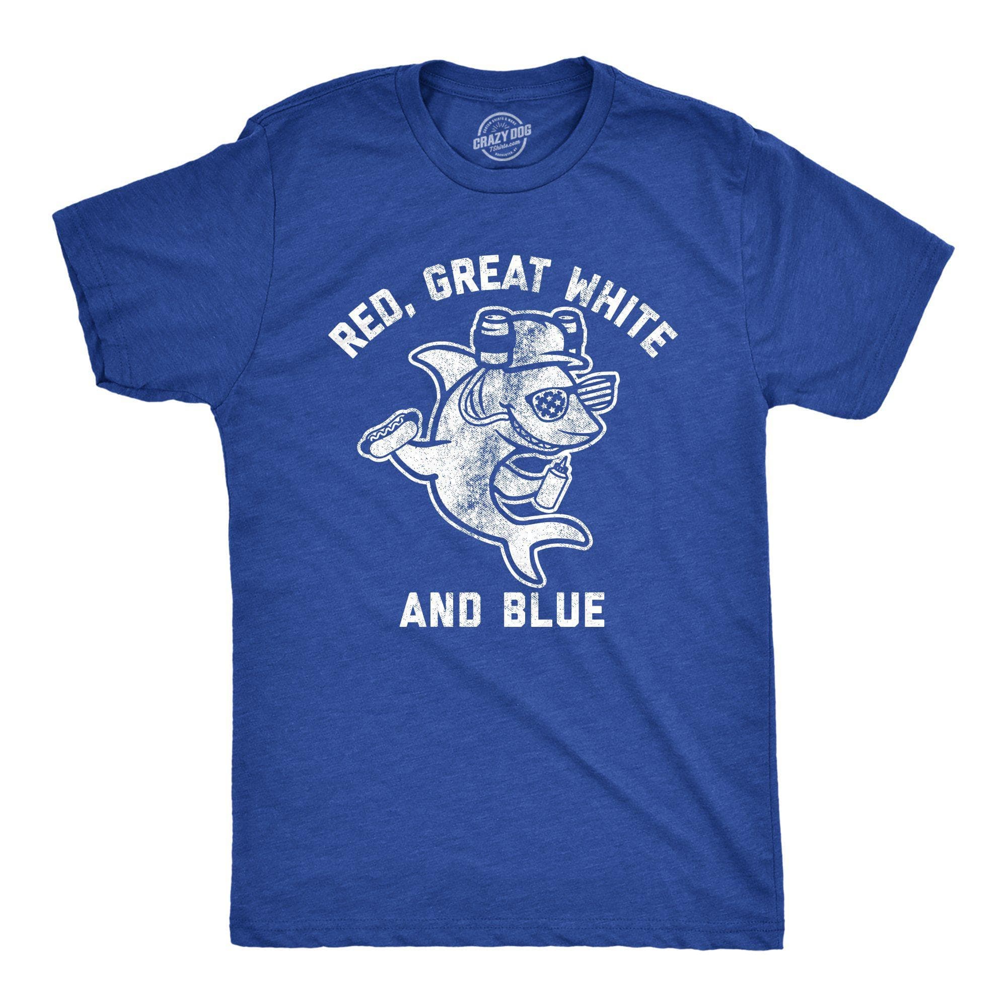 Red, Great White, And Blue Men's Tshirt - Crazy Dog T-Shirts