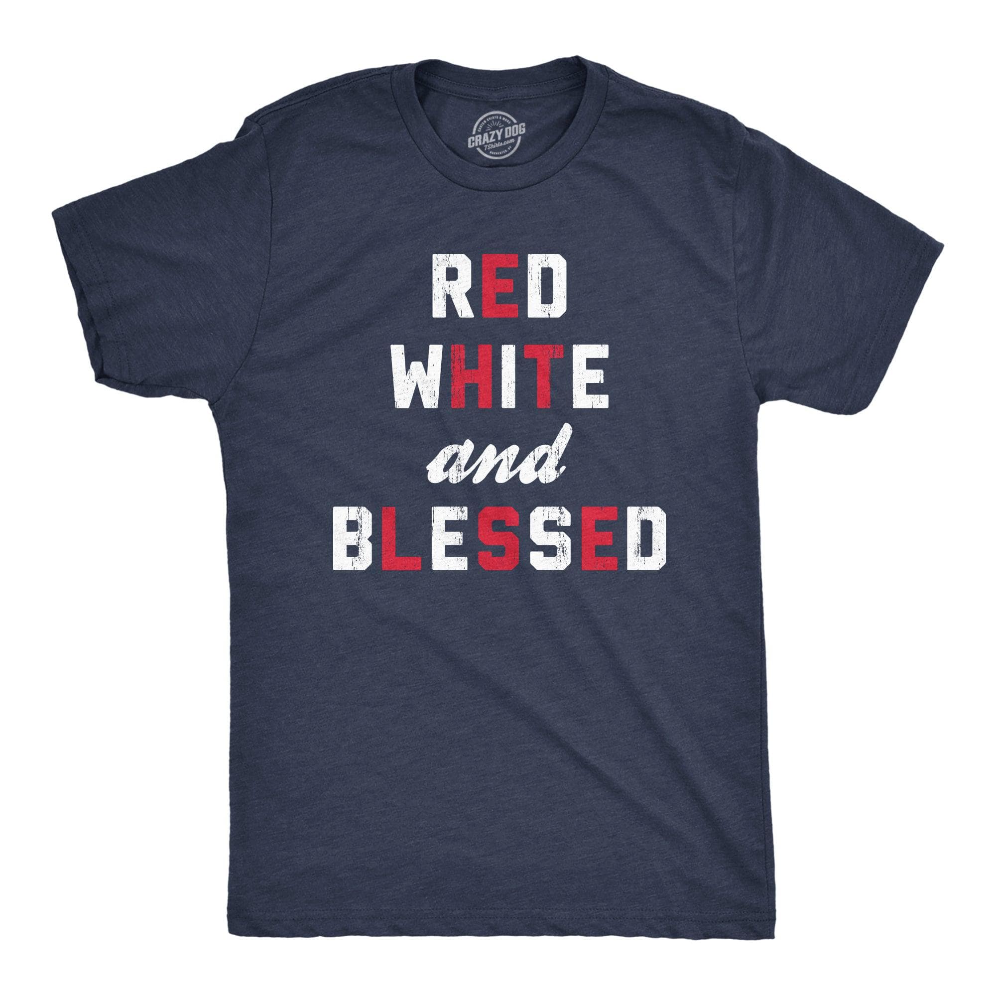 Red White And Blessed Men's Tshirt  -  Crazy Dog T-Shirts