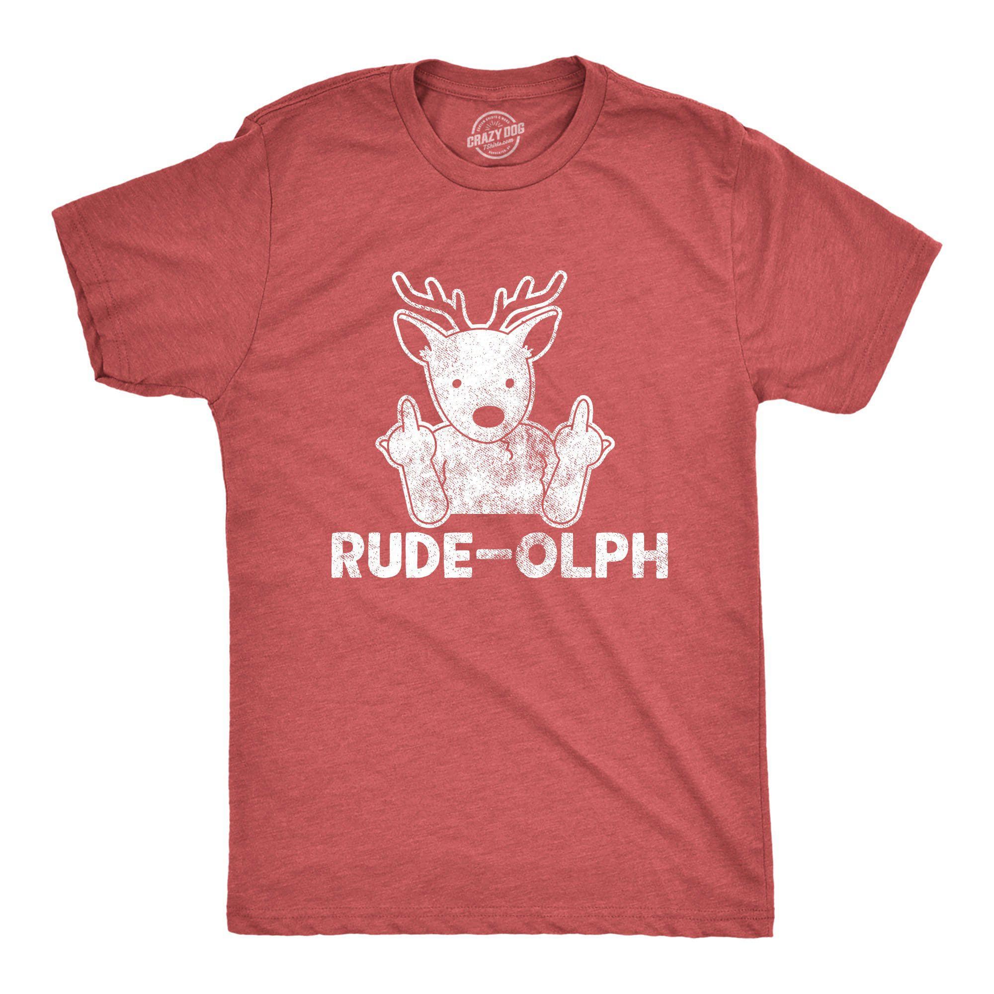 Rude-olph Men's Tshirt - Crazy Dog T-Shirts