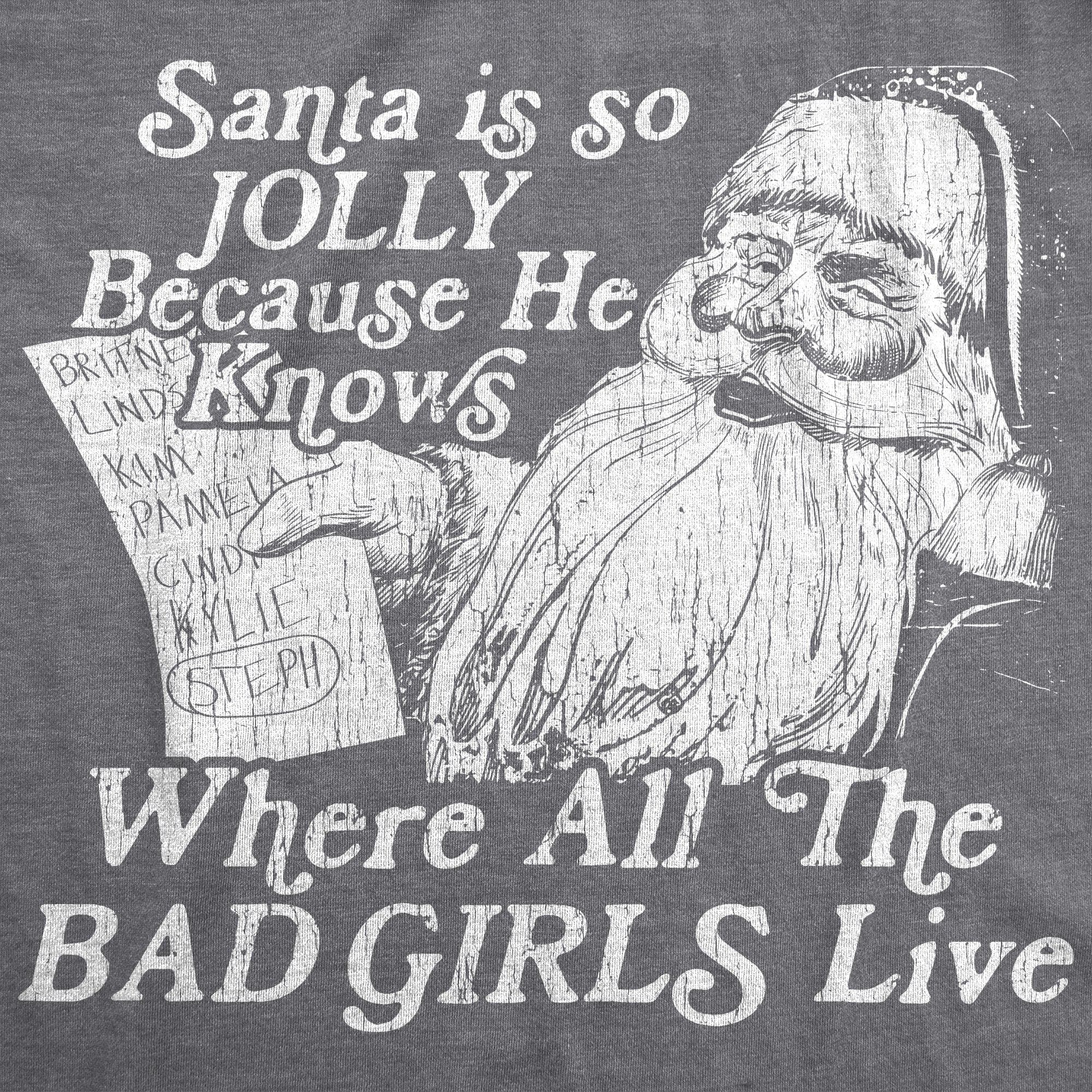 Santa Is Jolly Because He Knows Where The Bad Girls Live Men's Tshirt - Crazy Dog T-Shirts