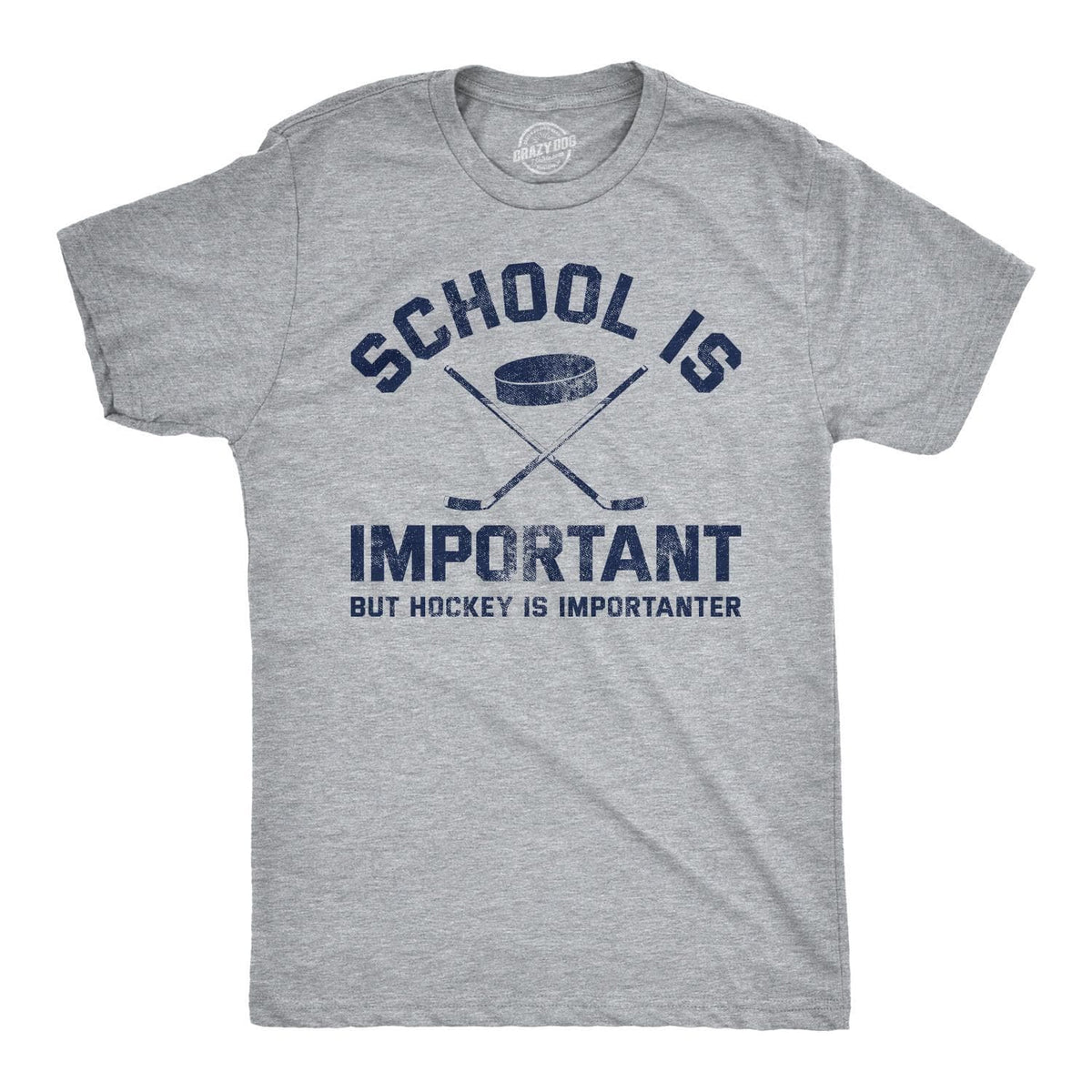 School Is Important But Hockey Is Importanter Men&#39;s Tshirt  -  Crazy Dog T-Shirts