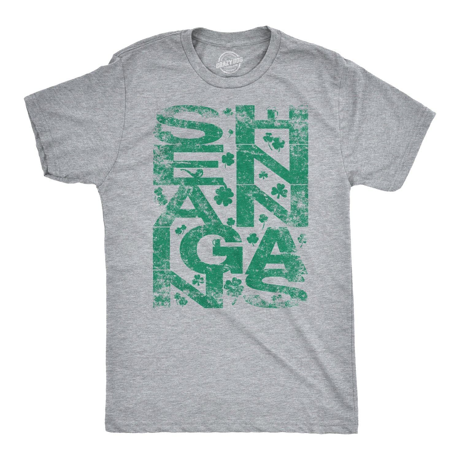 Shenanigans Covered In Clovers Men's Tshirt - Crazy Dog T-Shirts