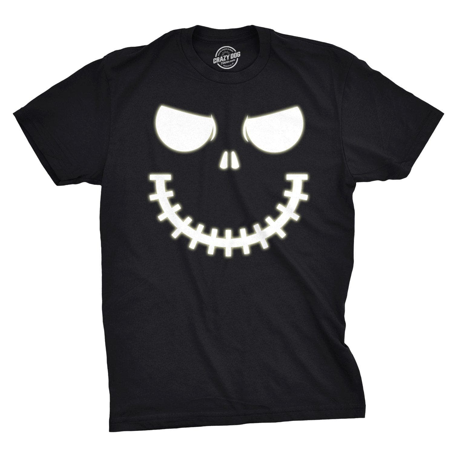 Skeleton Zipper Pumpkin Face Men's Tshirt - Crazy Dog T-Shirts