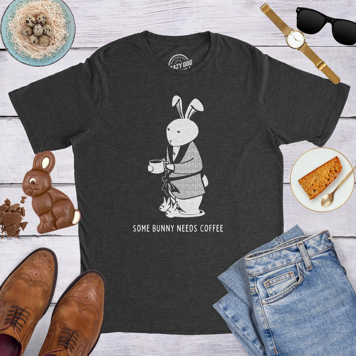 Some Bunny Needs Coffee Men&#39;s Tshirt  -  Crazy Dog T-Shirts