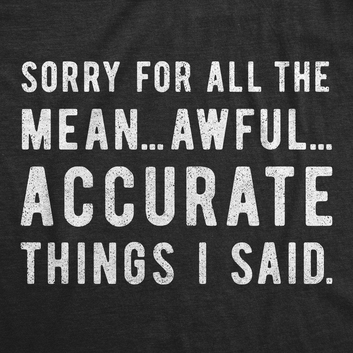 Sorry For All The Mean Awful Accurate Things I Said Men&#39;s Tshirt - Crazy Dog T-Shirts