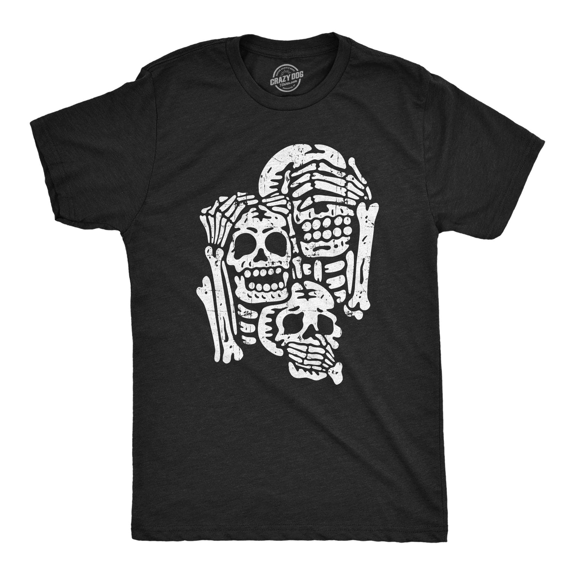 Three Wise Skeletons Men's Tshirt  -  Crazy Dog T-Shirts