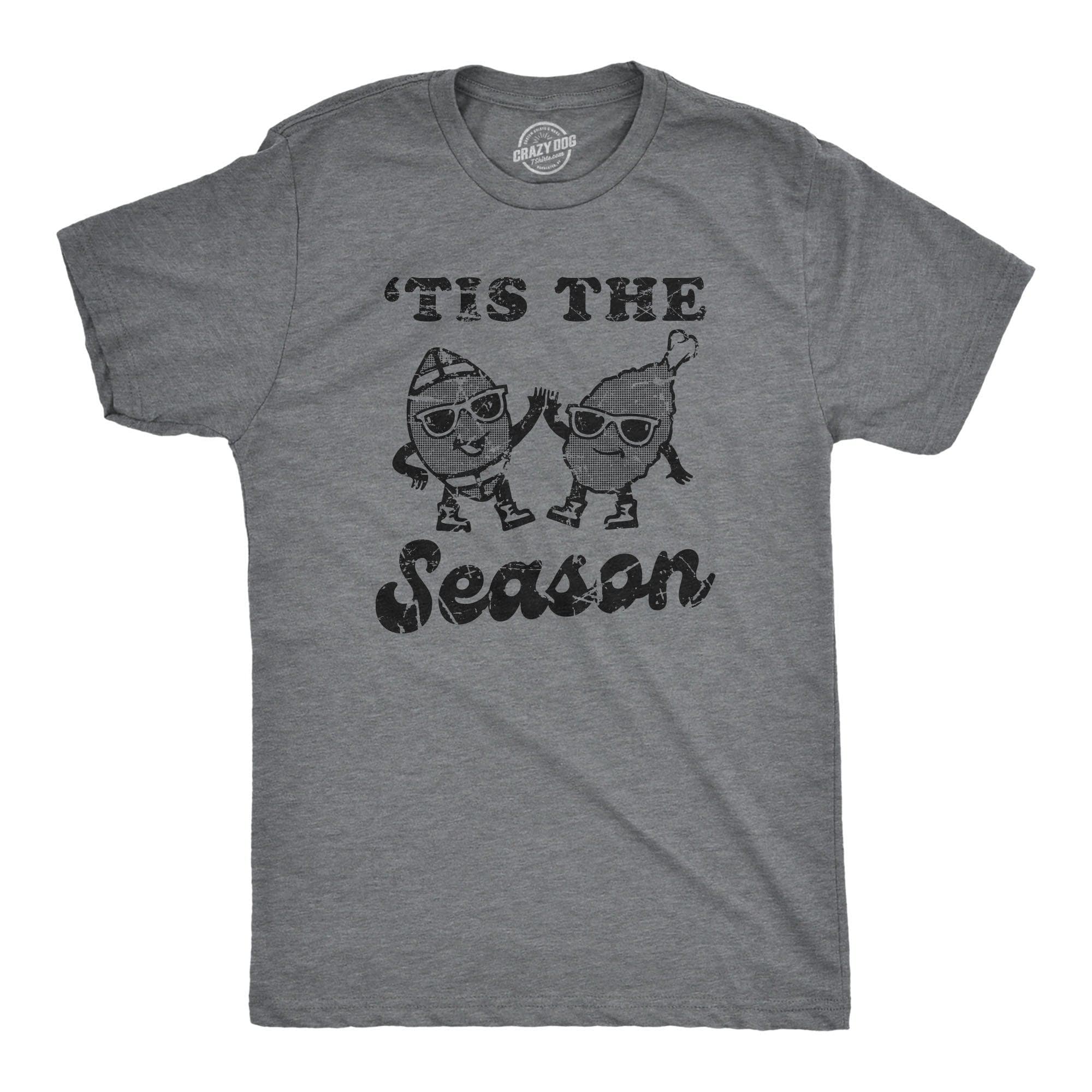 Tis The Season Turkey Football Men's Tshirt  -  Crazy Dog T-Shirts