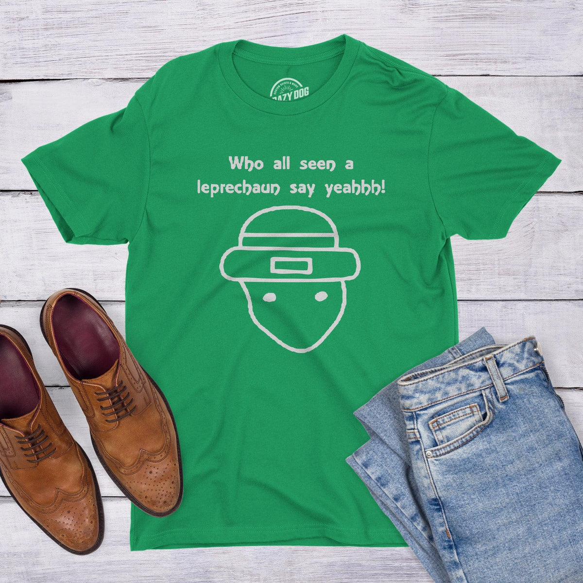 Who All Seen A Leprechaun Men&#39;s Tshirt  -  Crazy Dog T-Shirts