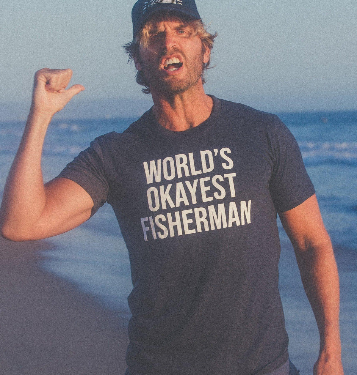 World&#39;s Okayest Fisherman Men&#39;s Tshirt - Crazy Dog T-Shirts