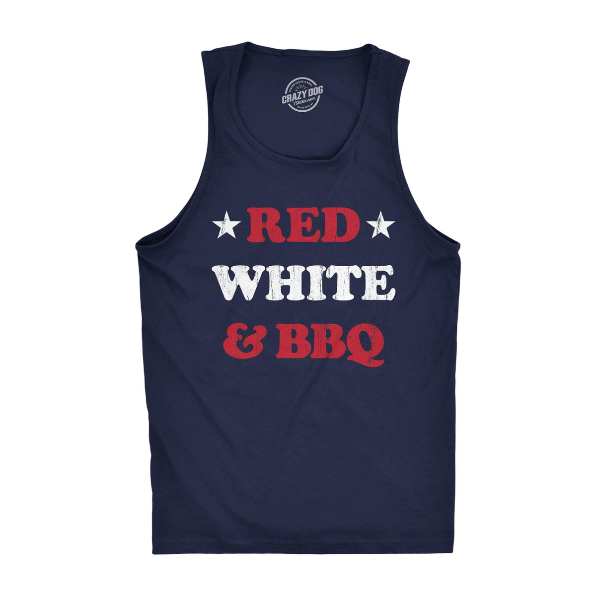 Red White And BBQ Men&#39;s Tank Top  -  Crazy Dog T-Shirts