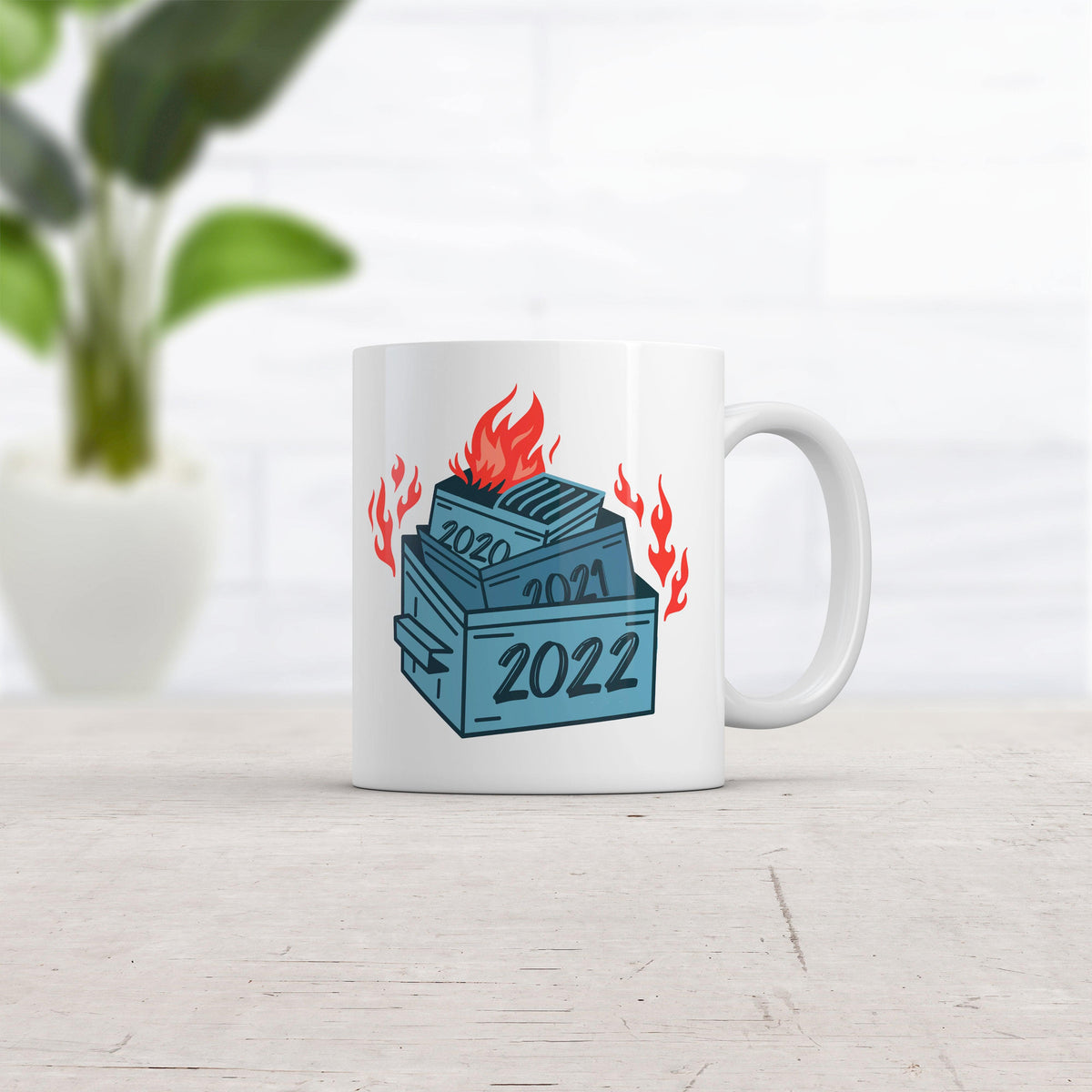 2022 Dumpster Fire Mug Funny New Years Trash Graphic Novelty Coffee Cup-11oz  -  Crazy Dog T-Shirts