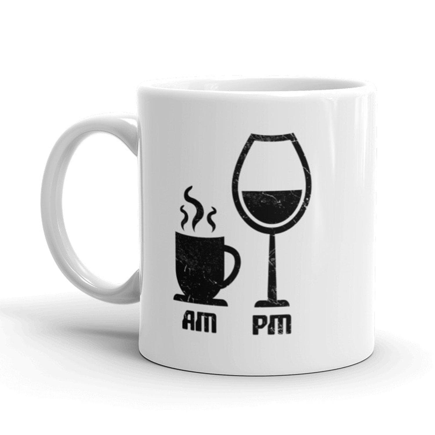 AM Coffee PM Wine Coffee Mug - Crazy Dog T-Shirts