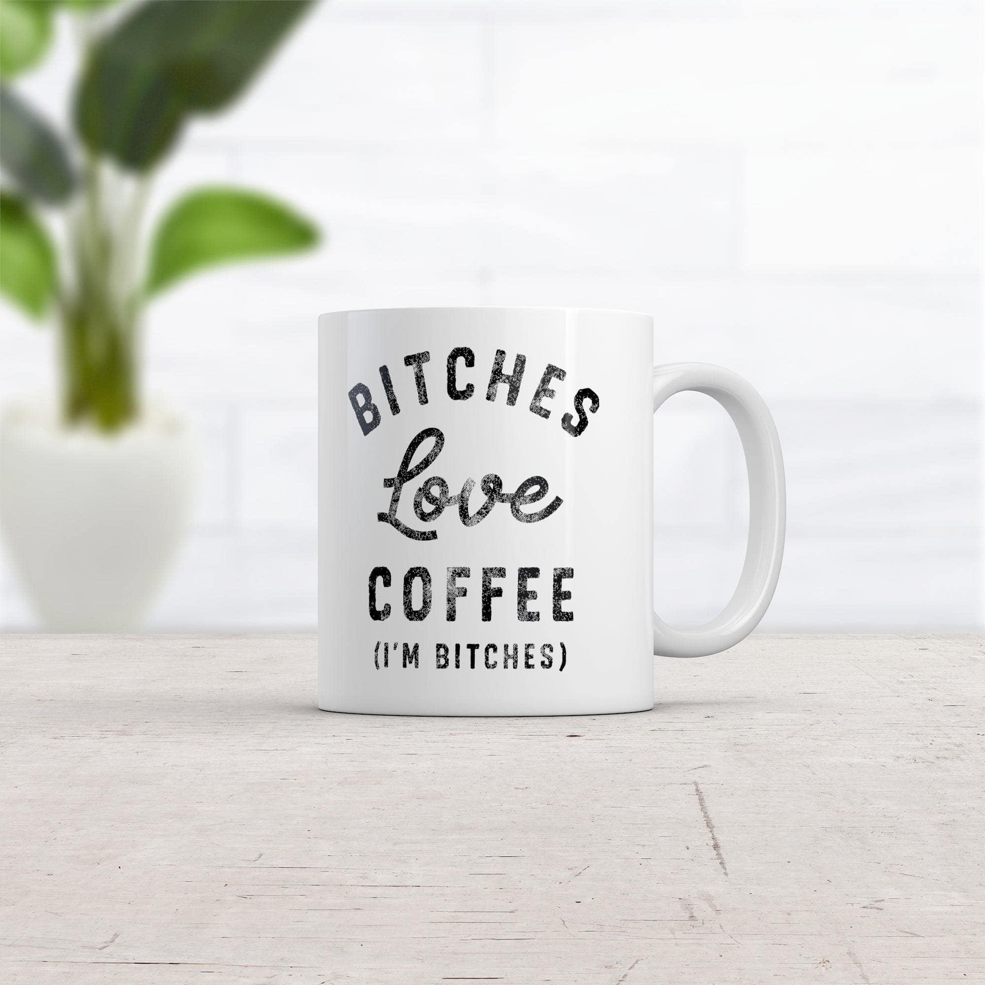 Bitches Love Coffee Mug Funny Sarcastic Offensive Caffeine Lovers Novelty Cup-11oz  -  Crazy Dog T-Shirts
