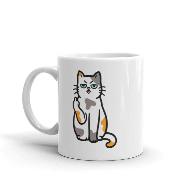 Cat Middle Finger Mug Funny Sarcastic Kitten Flipping Off Graphic Novelty Coffee Cup-11oz  -  Crazy Dog T-Shirts