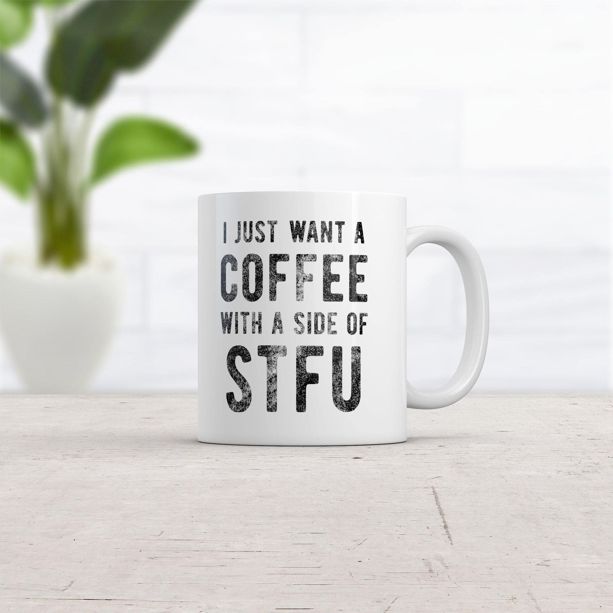 Coffee With A Side Of STFU Mug Funny Sarcastic Introverted Caffeine Lovers -11oz  -  Crazy Dog T-Shirts