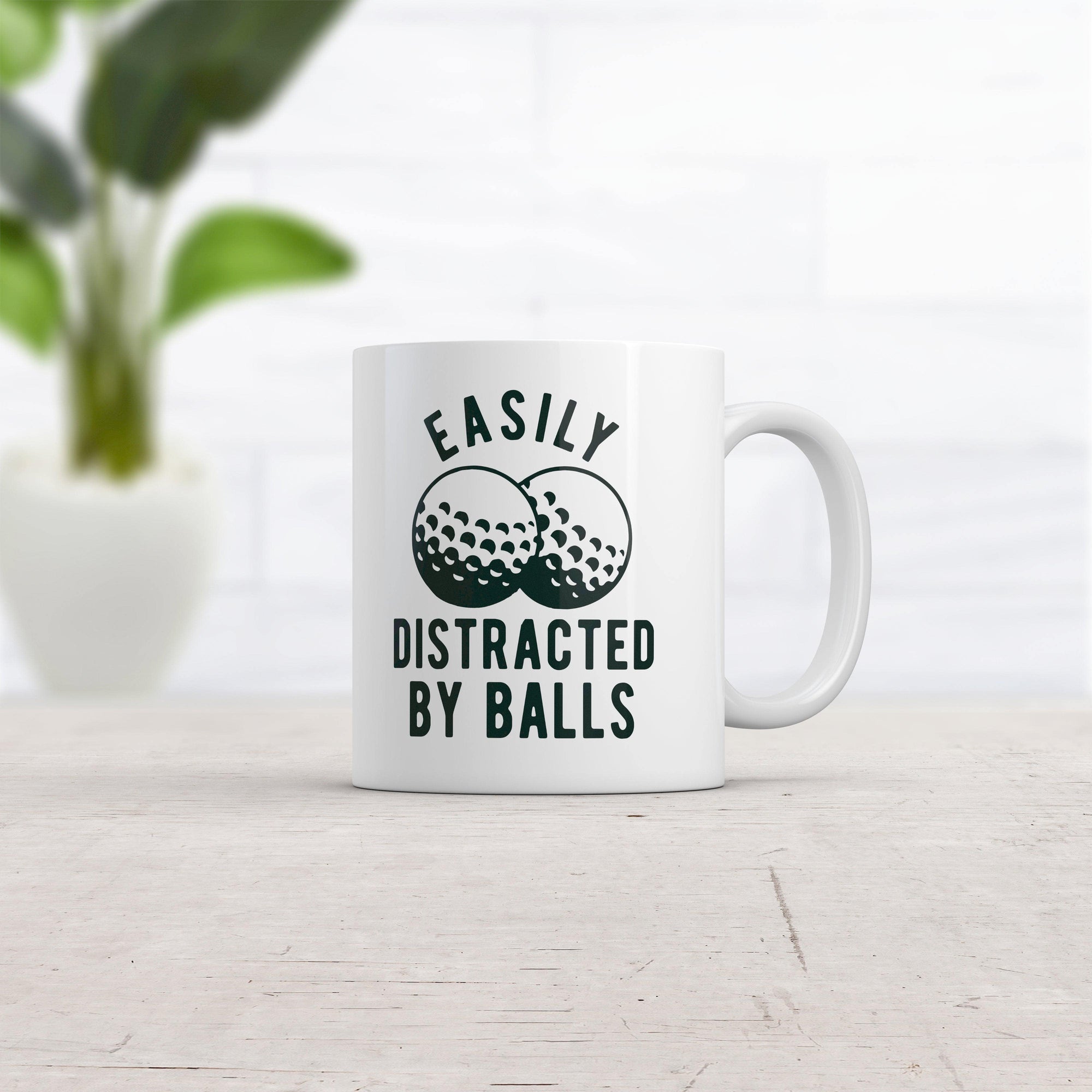 Easily Distracted By Balls Mug Funny Golf Ball Graphic Novelty Coffee Cup-11oz  -  Crazy Dog T-Shirts