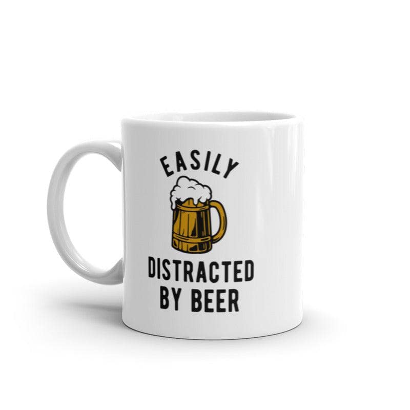 Easily Distracted By Beer Mug Funny Drinking Graphic Novelty Coffee Cup-11oz  -  Crazy Dog T-Shirts