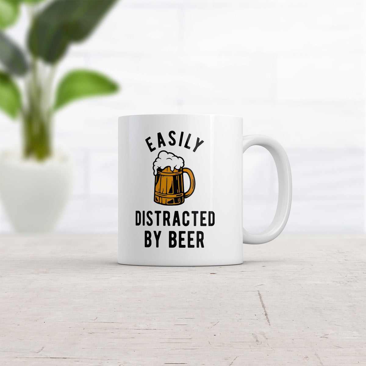 Easily Distracted By Beer Mug Funny Drinking Graphic Novelty Coffee Cup-11oz  -  Crazy Dog T-Shirts