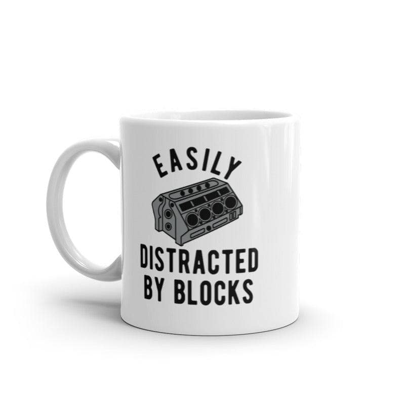 Easily Distracted By Blocks Mug Funny Car Engine Mechanic Novelty Coffee Cup-11oz  -  Crazy Dog T-Shirts