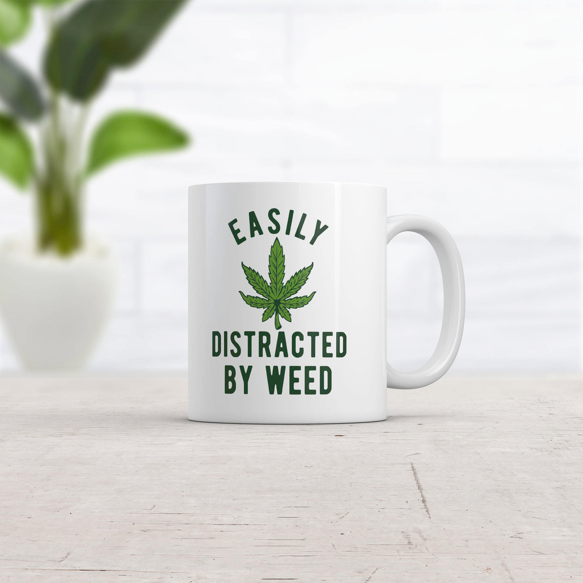 Easily Distracted By Weed Mug Funny Pot Smokers 420 Leaf Graphic Novelty Coffee Cup-11oz  -  Crazy Dog T-Shirts