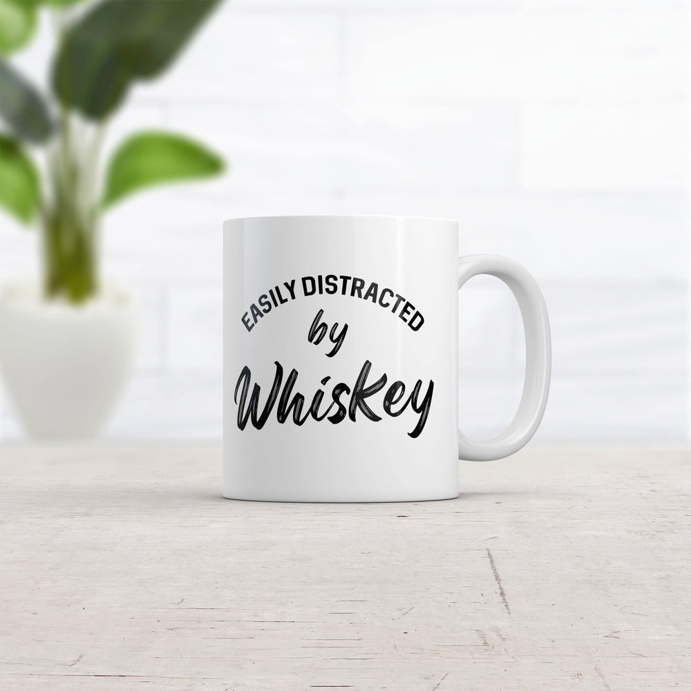 Easily Distracted By Whiskey Mug Funny Liquor Drinking Graphic Novelty Coffee Cup-11oz  -  Crazy Dog T-Shirts