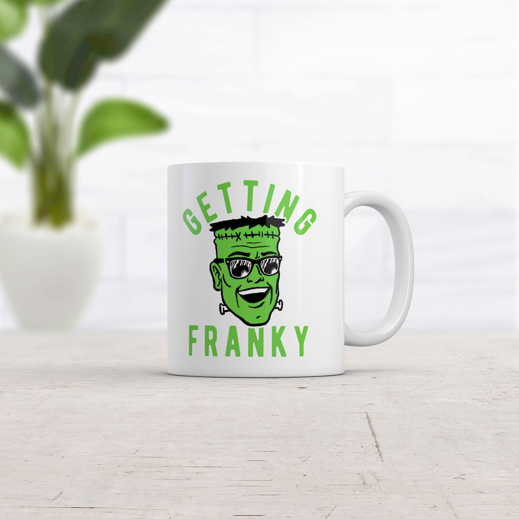 Getting Franky Mug Funny Halloween Monster Graphic Novelty Coffee Cup-11oz  -  Crazy Dog T-Shirts