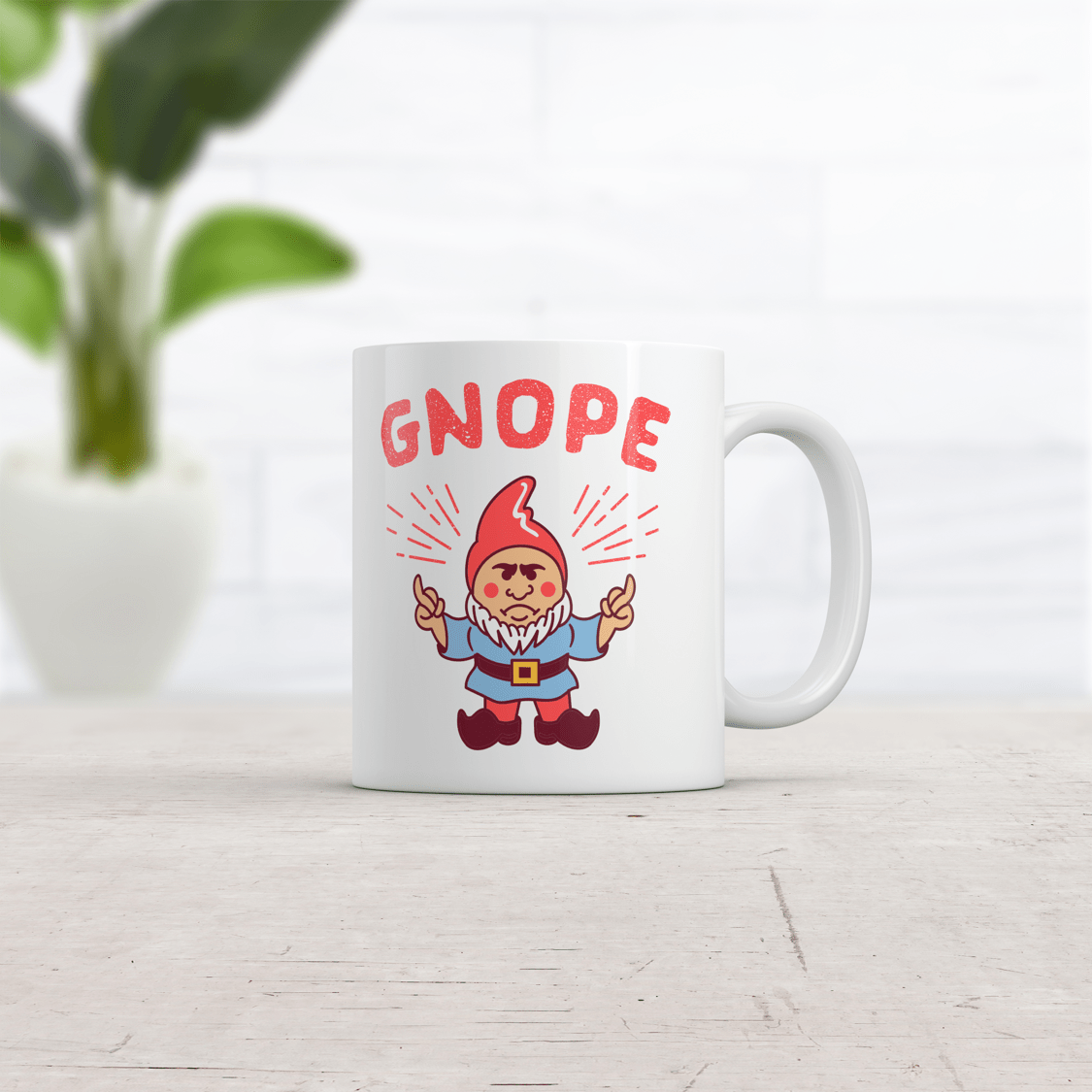 Gnope Mug Funny Nope Little Gnome Wizard Graphic Novelty Coffee Cup -11oz  -  Crazy Dog T-Shirts