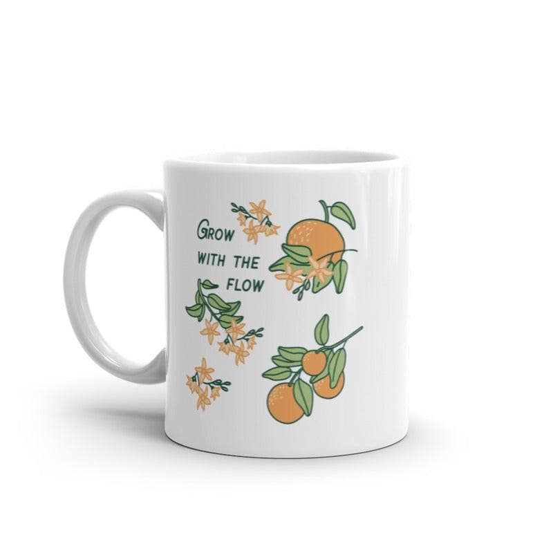 Grow With The Flow Mug Cute Flower Plant Orange Graphic Novelty Coffee Cup-11oz  -  Crazy Dog T-Shirts