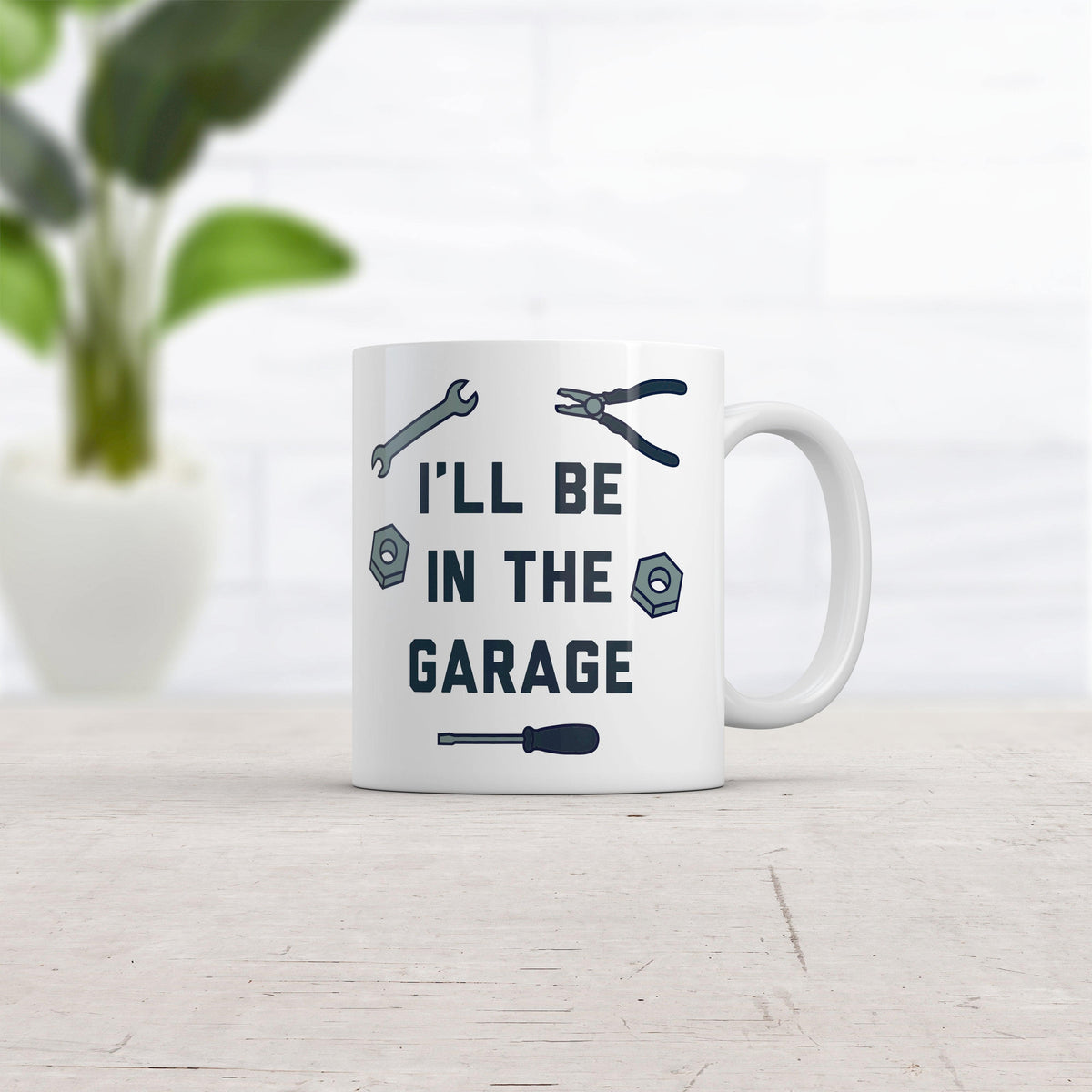 I&#39;ll Be In The Garage Mug Funny Car Mechanic Dad Graphic Novelty Coffee Cup-11oz  -  Crazy Dog T-Shirts