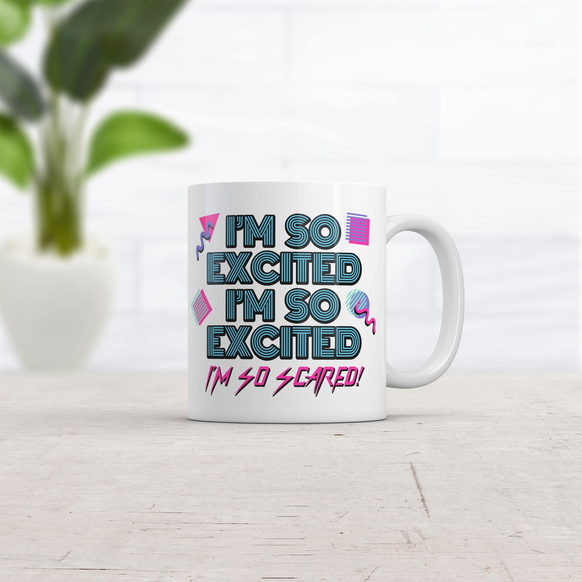 I'm So Excited I'm So Scared Mug Funny Sarcastic Thrilled Panicking Graphic Novelty Coffee Cup-11oz  -  Crazy Dog T-Shirts