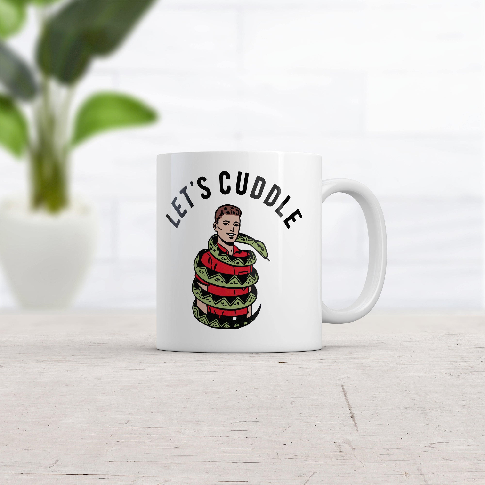 Lets Cuddle Mug Funny Sarcastic Snake Hug Graphic Novelty Coffee Cup-11oz  -  Crazy Dog T-Shirts