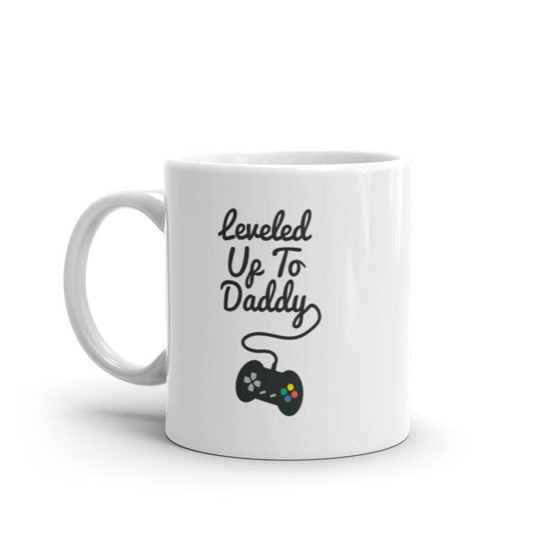 Leveled Up To Daddy Mug Funny Father&#39;s Day Video Game Controller Graphic Novelty Coffee Cup-11oz  -  Crazy Dog T-Shirts