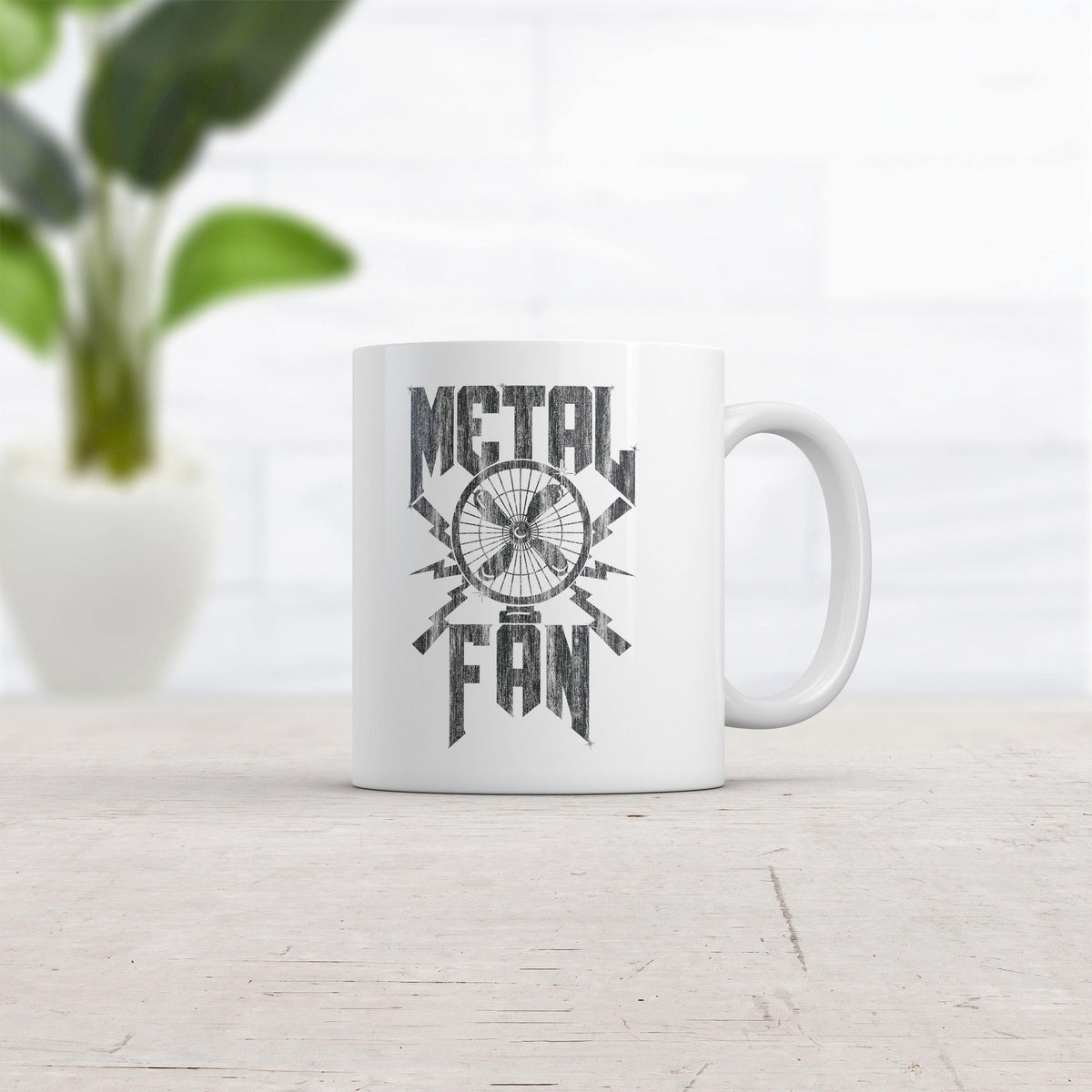 Metal Fan Mug Funny Sarcastic Air Blowing Fan Graphic Novelty Music Coffee Cup-11oz  -  Crazy Dog T-Shirts