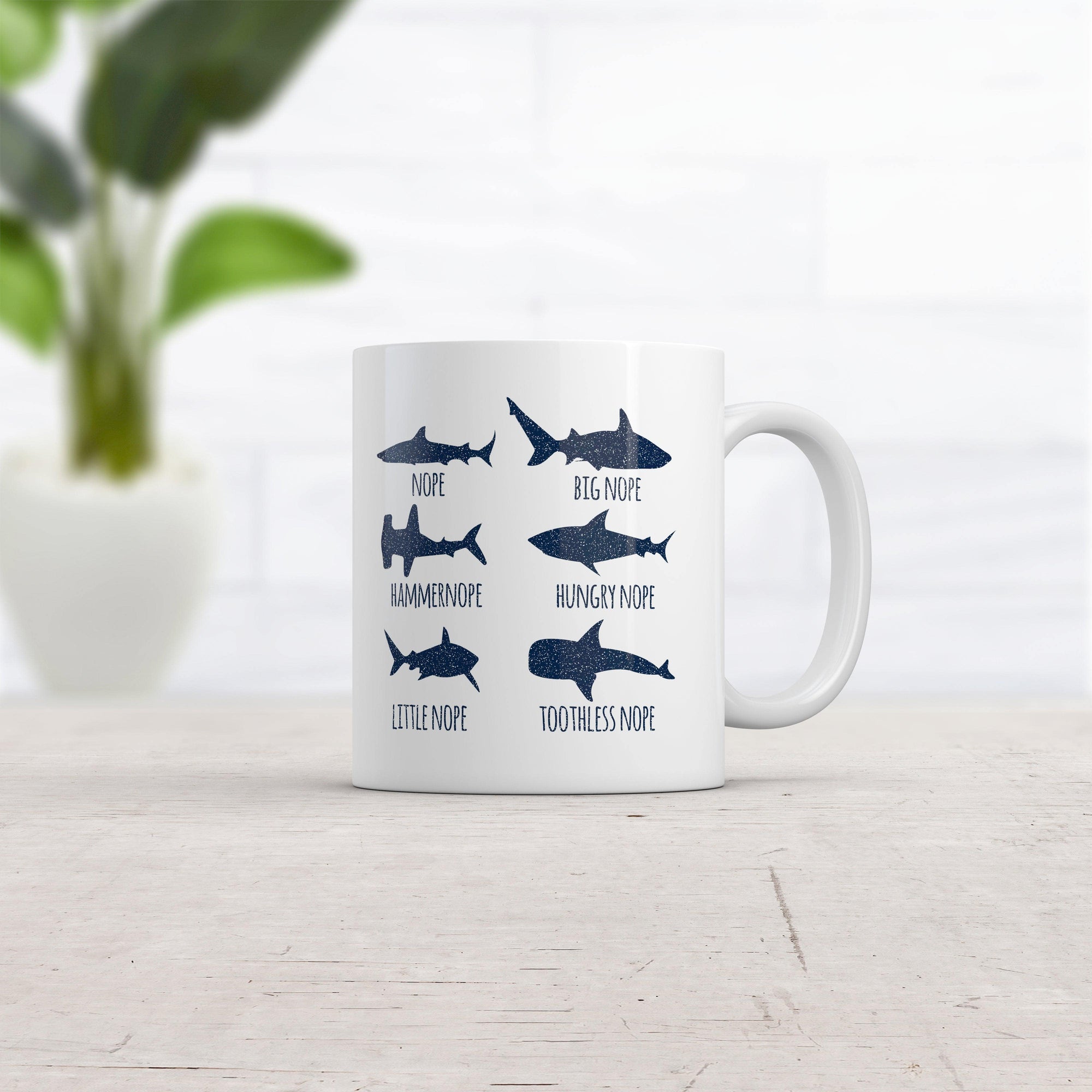 Nope Sharks Mug Funny Sarcastic Shark Types Graphic Novelty Coffee Cup-11oz  -  Crazy Dog T-Shirts