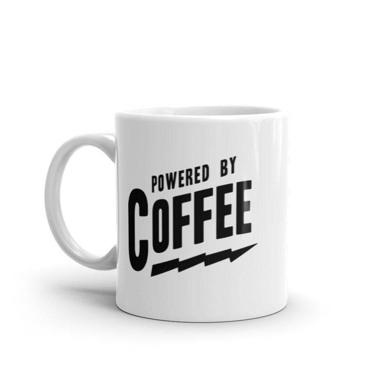 Powered By Coffee Mug Funny Sarcastic Caffeine Lovers Novelty Cup-11oz  -  Crazy Dog T-Shirts