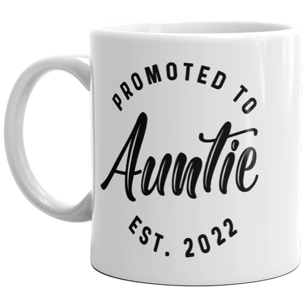 Promoted To Auntie 2022 Mug Funny Family Baby Announcement Coffee Cup-11oz  -  Crazy Dog T-Shirts