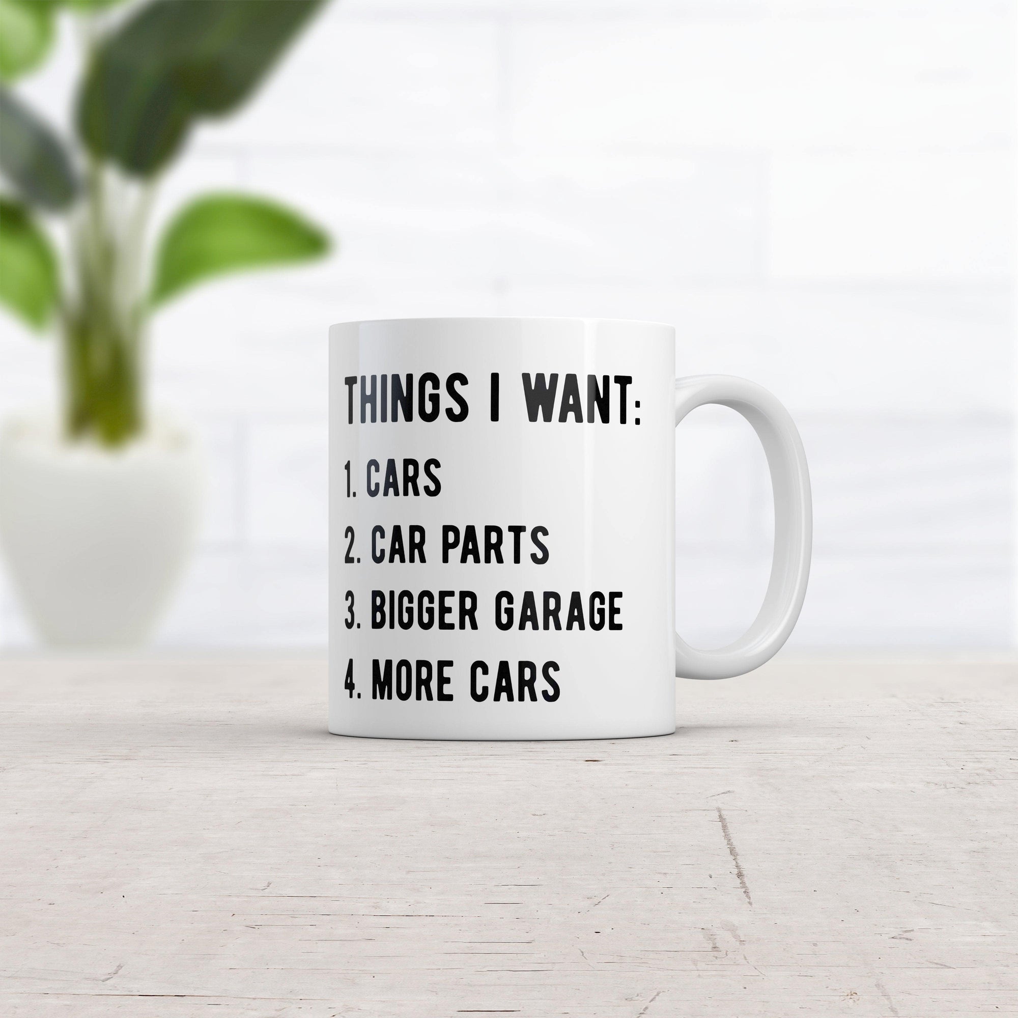 Things I Want List Car Mug Funny Car Guy Mechanic Wishlist Graphic Novelty Coffee Cup-11oz  -  Crazy Dog T-Shirts