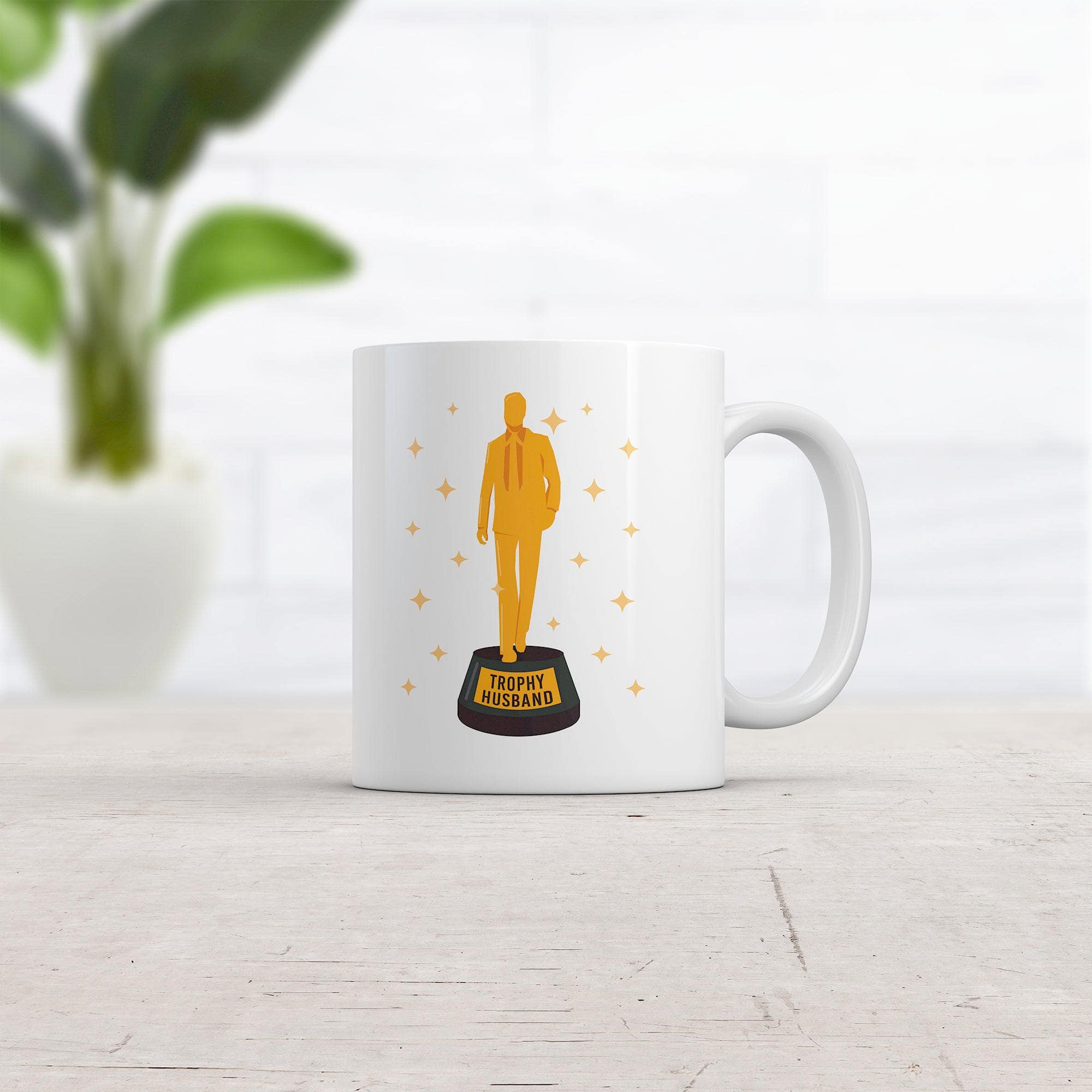Trophy Husband Mug Funny Best Hubby Award Sparkling Gold Graphic Novelty Coffee Cup-11oz  -  Crazy Dog T-Shirts