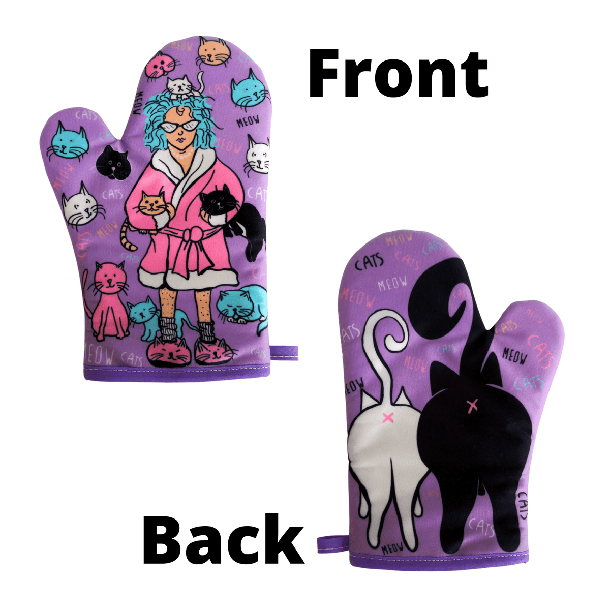 Cartoon Disco Rock Cat Girl Oven Mitts And Pot Holders Sets Baking