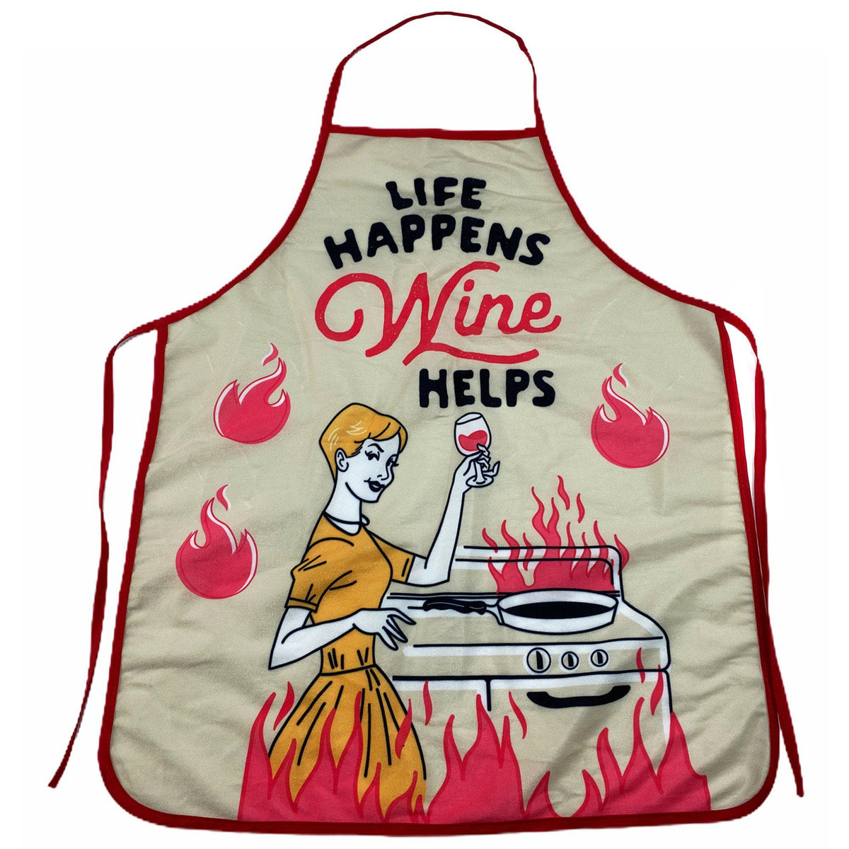 Life Happens Wine Helps Oven Mitt + Apron - Crazy Dog T-Shirts